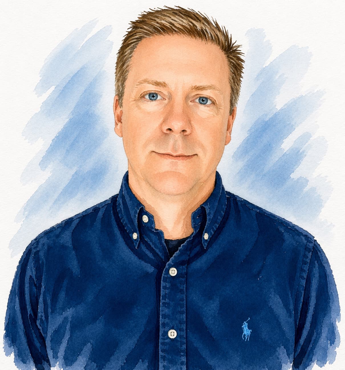 Jason Angelus, watercolour portrait